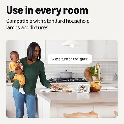 Amazon Basics Smart Indoor LED Light Bulb, Sunset-to-Midnight Activated, Works with Alexa Only, Tunable White, 7.5 W, 1-Pack