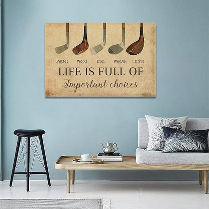 Golf Wall Art Golf Pictures Wall Decor Golfing Canvas Poster Prints Rustic Decorations Painting Framed Artwork Office Home Decor For Bathroom Bedroom Dining Living Room 24"x16"