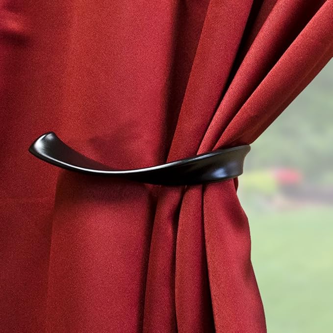Sashay Metal Curtain Holdback Set of 2, Oil Rubbed Bronze – Additional Colors Available - Universal Style, Window Treatments, Easy Installation, Tiebacks, Wall Mounted, Drapery, Home, Bedroom, Office