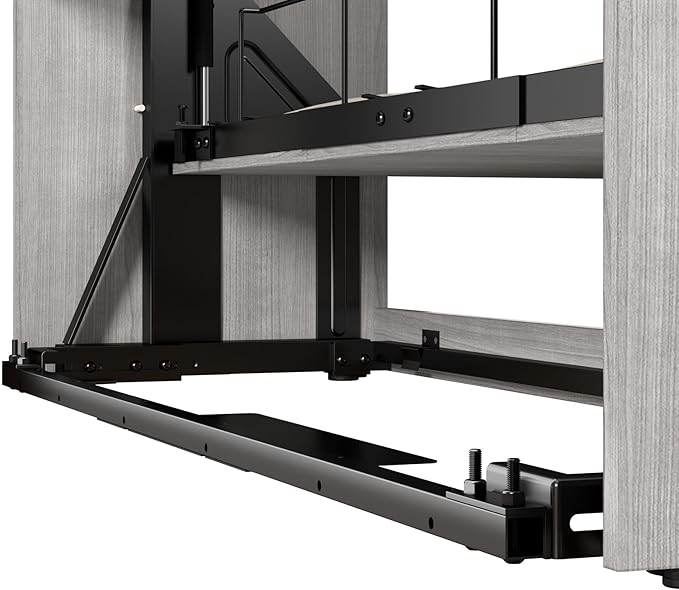 Bestar Claremont Queen Size Murphy Bed in Platinum Gray, Space-Saving Sleeping Arrangement for Multipurpose Area, Bedroom, or Guest Room