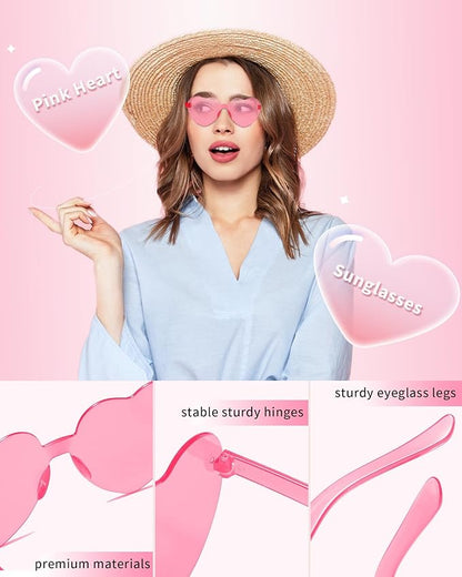 20 Pairs Heart Sunglasses for Women Bulk Transparent Pink Heart Shaped Sunglasses Bachelorette Party Glasses Fun Glasses for Party Favor to Add A Splash of Fun(20Pcs Pink+Rose Red)