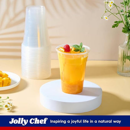 JOLLY CHEF 𝟏𝟎𝟎𝟎 𝐏𝐚𝐜𝐤 16 oz Clear Plastic Cups,Disposable Cups Drinking Cups for Ice Coffee,Milkshake, Cold Drinks
