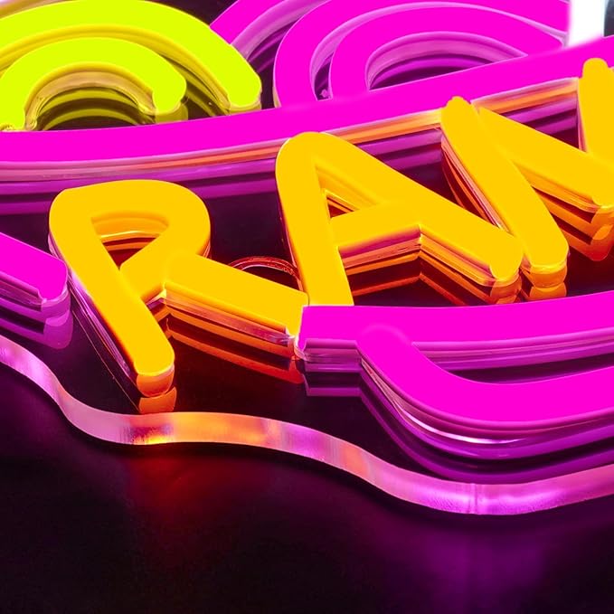 Lucunstar Ramen Neon Sign Colorful Neon Signs Noodle LED Sign for Wall Decor Pink Neon Lights for Party Neon Light Sign for Fast Food Kitchen Restaurants Bar Ramen LED Light Sign