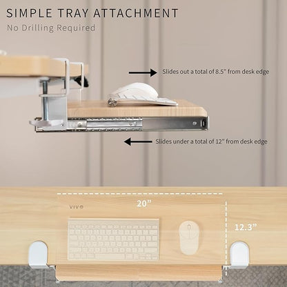 VIVO Kleine Tastaturablage Unter dem Schreibtisch ausziehbar mit Extra stabilem C-Klemmhalterungssystem, weißer Rahmen, MOUNT-KB05ES-A