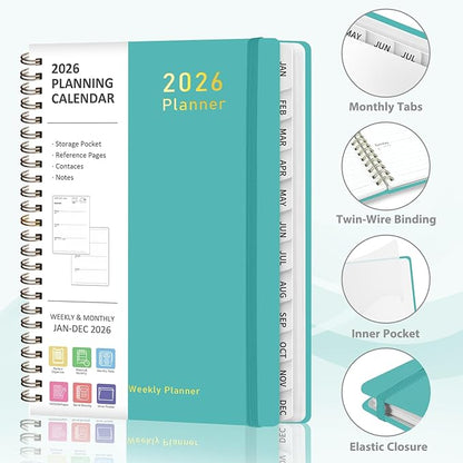 2026 Planner, Weekly and Monthly Calendar Academic Planner, Jan 2026 - Dec 2026, 8.5‘’ x 11'', Planning Agenda Book for Desk Accessories and School Supplies - Letter Size