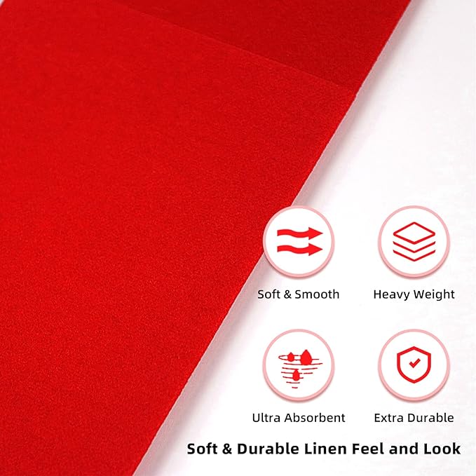 KAMMAK Red Napkins Disposable Dinner Paper Napkins with Pocket 100 Pack Cloth Like Folded Wedding Reception Napkin Guest Hand Towels for Party Decoration, Bathroom, Kitchen, Hotel (16.5 x 16.5 inch)