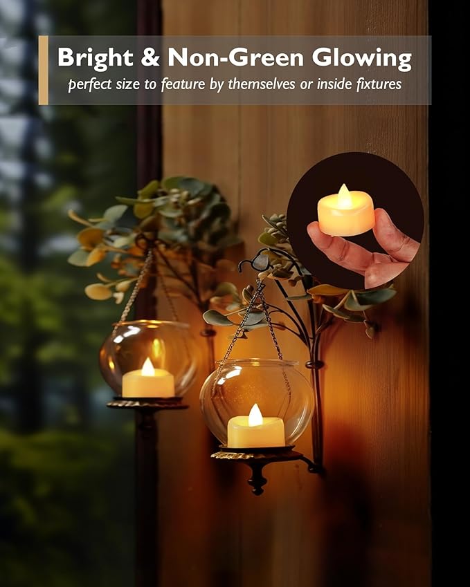 Flameless Candles, 50 Pack LED Tea Lights Candles Battery Operated, Last 200+ Hrs Flickering Tea Lights, Flameless Tealight Candles for Halloween Diwali Fall Christmas Wedding