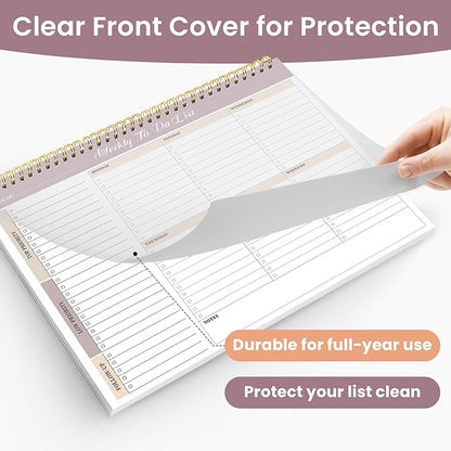 Weekly To Do List Notepad with 52 Undated Sheets（8.5"×11"）- Undated Weekly Planner Notepad for Office Desk Accessories and Supplies - Midnight Lilac