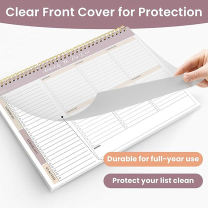 Weekly To Do List Notepad with 52 Undated Sheets（8.5"×11"）6 Pack - Undated Weekly Planner Notepad for Office Desk Accessories and Supplies - Midnight Lilac