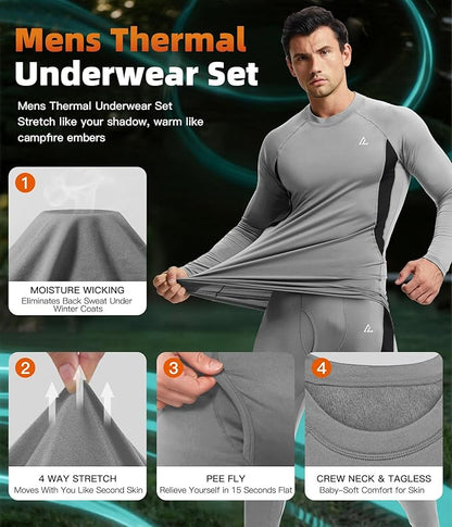 CL convallaria Thermal Underwear Long Johns Set Mens Winter Gift Hunting Gear Sport Base Layer Bottom Top