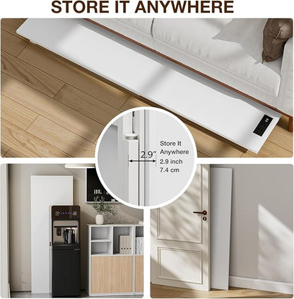 TEMI Long Computer Desk Folding Table - No Assembly, Compact 55.1" Foldable Desk with Power Outlets & USB Charging Port, Portable Lagre Office Desk, Ideal Large Study Table for Narrow Spaces,White Ash