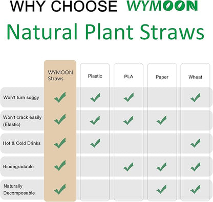 Biodegradable Straws made of Natural Plant | 200 PCS 7.8'' Compostable Eco-Friendly Drinking Straws Disposable | Durable for Hot & Cold Drinks