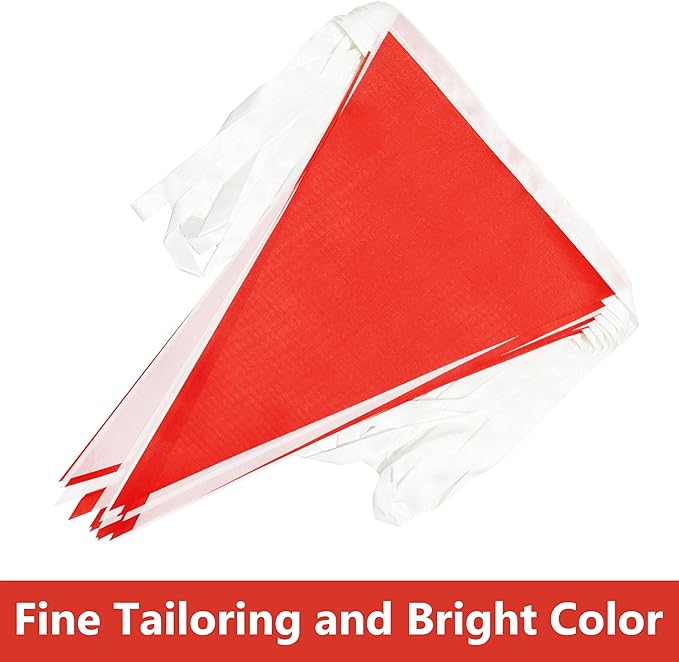 100 Ft White Red Pennant Banner Flag, 60 Pcs String Hanging DIY Bunting Flags for Party, School, Birthday, Wedding, Carnival, Celebrations, Outdoor and Indoor Decorations (White Red)