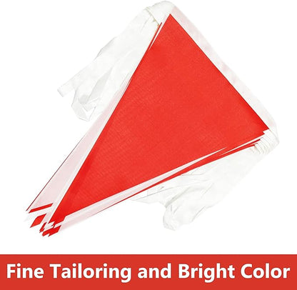 100 Ft White Red Pennant Banner Flag, 60 Pcs String Hanging DIY Bunting Flags for Party, School, Birthday, Wedding, Carnival, Celebrations, Outdoor and Indoor Decorations (White Red)