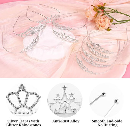 30 Pcs Tiaras Crowns Headbands for Women Girls Silver Princess Tiara Bulk Crown Tiaras Rapunzel Crown for Wedding Birthday Crystal Tiara for Prom, Bride, Pageant, Halloween