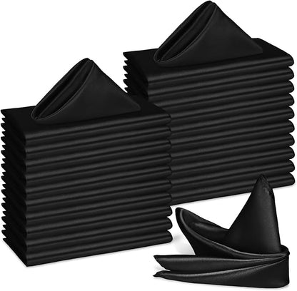 Bailarina 40 Pack Black Satin Napkins,17x17 Inches Wedding Napkins Square Soft Silky Table Napkins Bulk Decorative Elegant Cloth Napkin for Party Decoration, Banquet,Wedding,Graduation