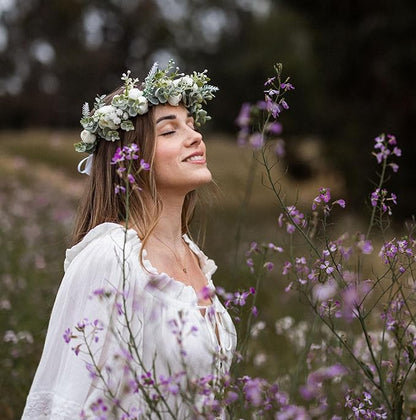 Vividsun Wedding Bridal Green Leaf Flower Crown Eucalyptus Floral Crown Maternity Photo Props (A/white)