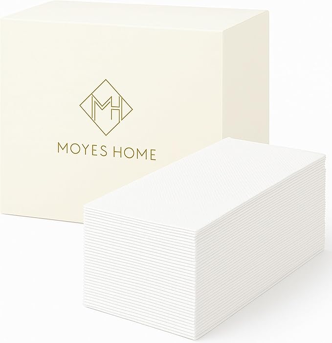 50 Count Disposable Hand Towels for Bathroom - Paper Guest Towels White Dinner Napkins, Linen Feel Guest Napkins Events Parties 16"x16"