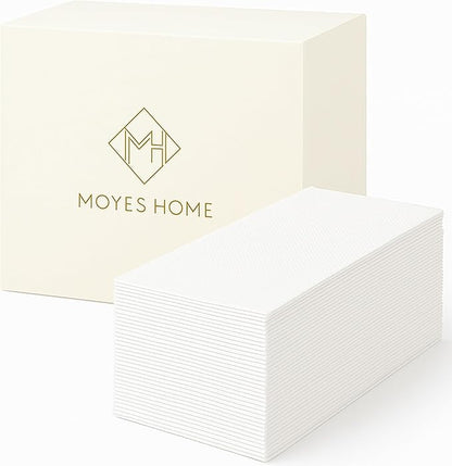 50 Count Disposable Hand Towels for Bathroom - Paper Guest Towels White Dinner Napkins, Linen Feel Guest Napkins Events Parties 16"x16"