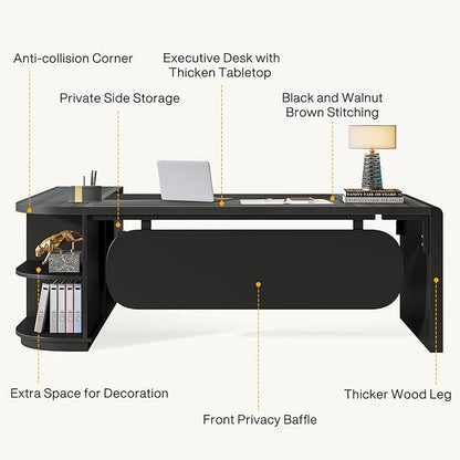 Tribesigns 80'' L-Shaped Desk Set of 4, Large Executive Office Desk with 55'' Drawers Cabinet, Modern Computer Table with Storage Shelves, Business Furniture for Office, Grey