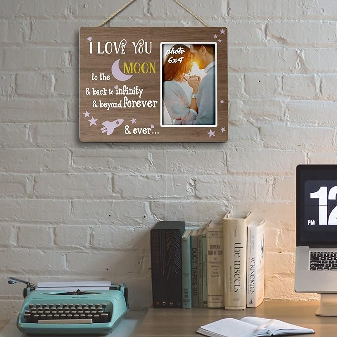 KU-DaYi Inspirational Couples in Love Gifts For Valentine's Day Engagement Wedding,Couples Wall & Tabletop Photo Frame 4″×6″,I Love You To The Moon & Back To Infinity & Beyond Forever & Ever - F113