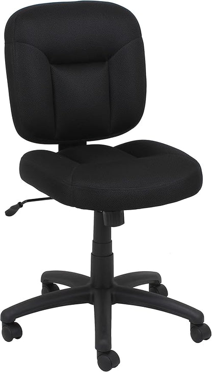 Amazon Basics Low-Back Office Desk Chair with Back Support, Adjustable Height, 360 Degree Swivel, Fabric Upholstery, Rolling, Black