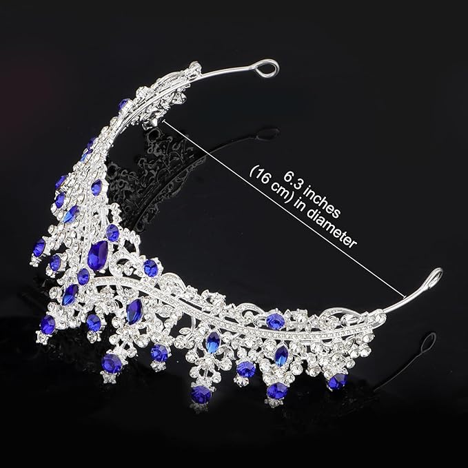 COCIDE Blue Crystal Tiaras and Crowns for Women Princess Queen Crowns for Women Rhinestone Tiaras for Girls Bride Wedding Hair Accessories for Bridal Birthday Party Prom Halloween Cosplay Christmas