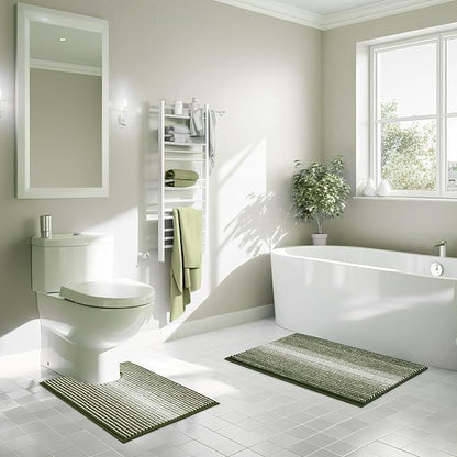 Bathroom Rugs Sets 2 Piece, Toilet Rugs U-Shaped, Contour Bath Mat Set for Toilet Bathroom, Soft Absorbent Chenille Bath Carpet, Quickly Dry, Washable (Sage, 32" x 20" + 24" x 20")