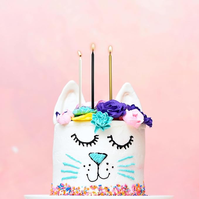 24 pcs 5.1 inches Long Tall Black Birthday Candles for Cake is Perfect Cake Decorations (24, Black)
