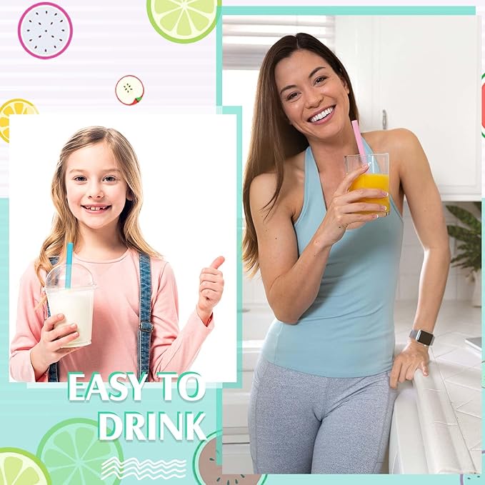 Tessco for you Jumbo Smoothie Straws Bulk Large Plastic Disposable Bubble Tea Straws Wide-Mouthed Individually Wrapped for Tall Homemade Milkshakes Drinking(9.84 Inch,Macaron Color,600 Pcs)