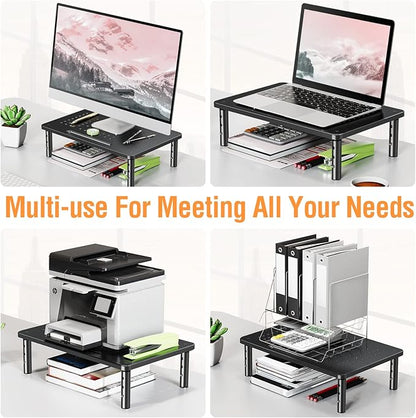 ELIVED 2 Pack Monitor Stand Riser - 3 Height Adjustable Monitor Stand for Laptop, Computer, PC, Printer, Mesh Metal Monitor Riser for Desktop Organizer.