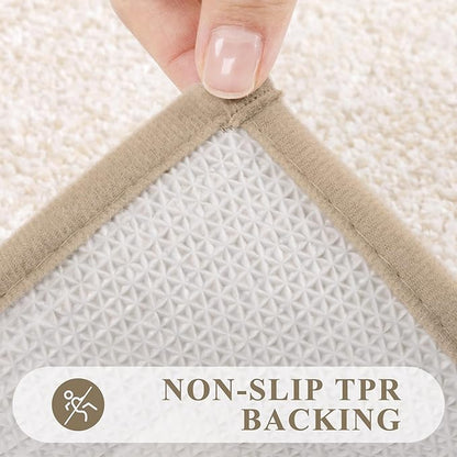 Pauwer Bathroom Rugs Sets 2 Piece, Non Slip Bath Mats for Bathroom, Absorbent Bath Rugs Floor Mat, Machine Washable Shower Rugs for Bath Floor, Tub and Shower, Light Beige