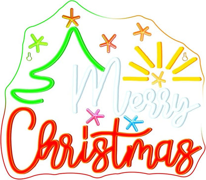 Horseneon Christmas Tree Neon Sign Bright LED Wall Decoration for Home Shop USB Power Adjustable Brightness Christmas Tree Neon Signs for Holiday