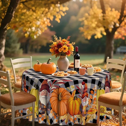 Eikione Round Tablecloth 70 Inch, Fall Tablecloth, Pumpkin Table Cloth, Autumn Harvest for Christmas, Holiday, Thanksgiving, Harvest