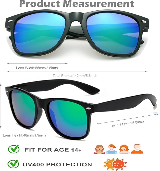 Eyegla 8/12/18 Pack Neon Sunglasses Bulk Colorful Multipack Party Sunglasses Retro Glasses Party Favor for Adult Men Women