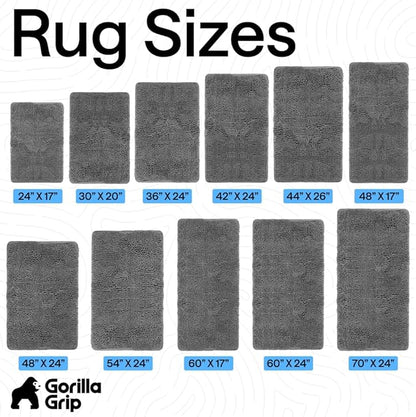 GORILLA GRIP Bath Rug Mat 54x24, Thick Soft Absorbent Chenille, Quick Dry Microfiber Mats, Rubber Backing Washable Shower Floor Rugs, Bathmat Runner, US Designed Bathroom Home Decor Accessories Grey