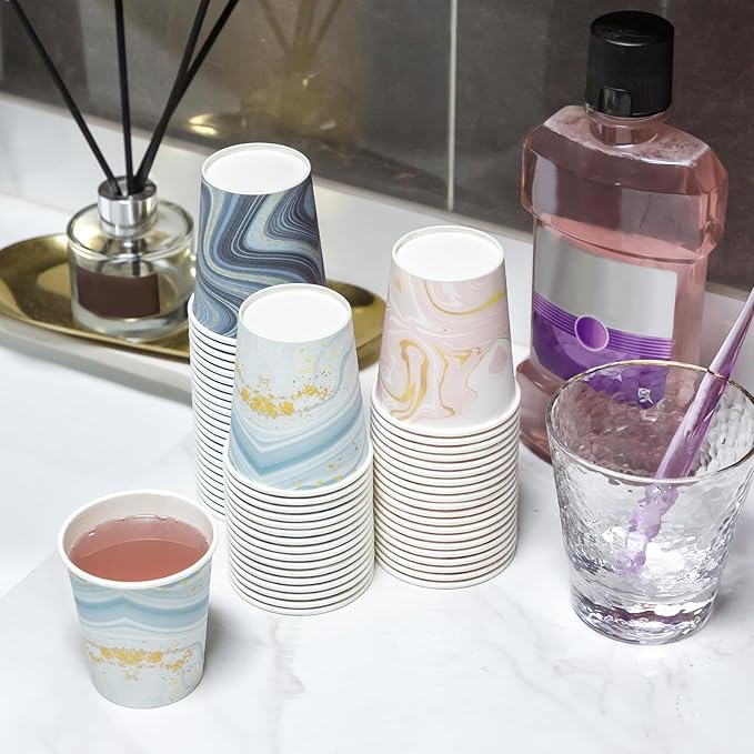 1200 Pack 3 oz Bathroom Cups, Disposable Small Mouthwash Paper Cups for Bathroom, Thick and Sturdy Snack Cups for Daily Use (European-style 1200Count)