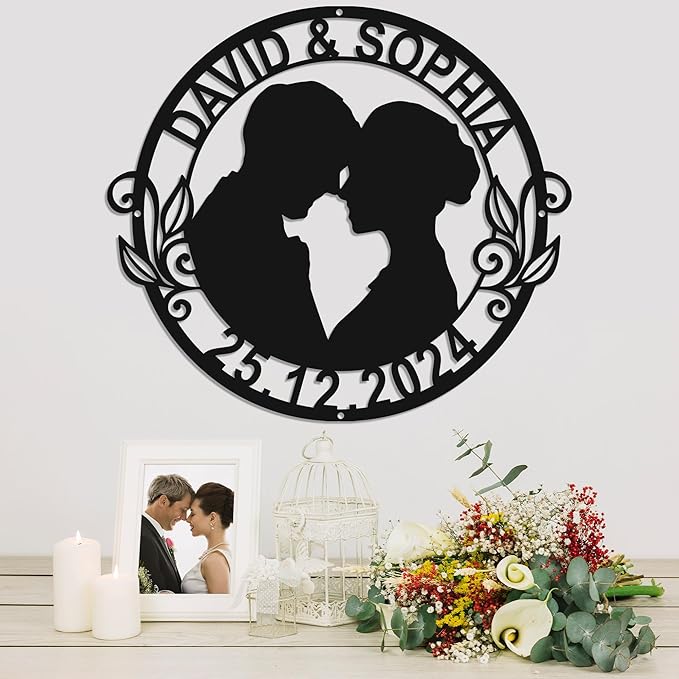 Personalized Home Decoration Metal Couples Name Sign,Valentine's Day Wedding gift bedroom decoration hangings Family Décor