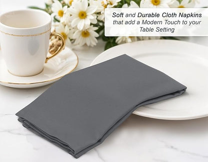 Zoyer Cloth Napkins Set of 12, 18x18 Inches Cotton Enrich Napkins Cloth ‎Washable, Soft & Durable Dinner Napkins for Parties, Wedding, Christmas, ‎Thanksgiving & Everyday Use - Charcoal Grey