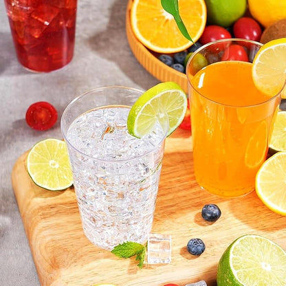 100 Pack 12 oz Clear Plastic Cups, Disposable Wine Cups for Cocktail Party, Polystyrene Hard Plastic Cup with Higher Heat Resistance(12oz 100count)