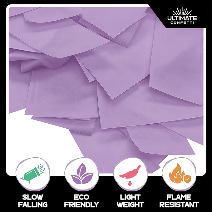 Ultimate Confetti, Lavender Purple Biodegradable Confetti - Rectangular Flame-Resistant and Slow-Falling Tissue Paper Confetti for Cannon and Launcher use – Best for Celebrations - 1 lb, 16 oz