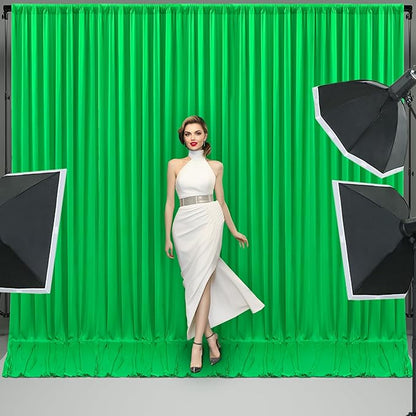 10x10 Green Backdrop Curtain for Parties Baby Shower Wrinkle Free Green Photo Curtains Backdrop Drapes Fabric Decoration for Birthday Party 5ft x 10ft,2 Panels
