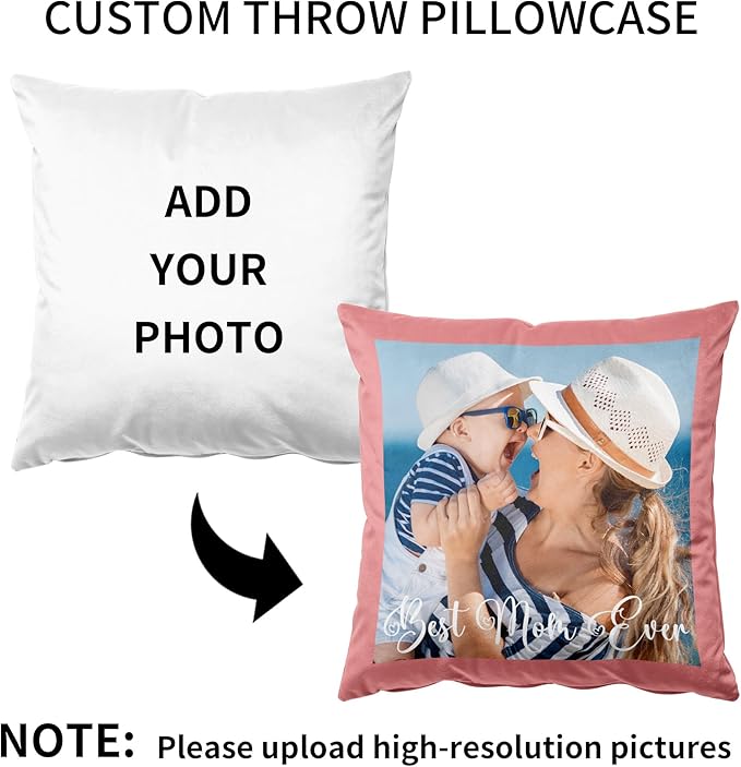 Easycosy Custom Pillow, 22"x22" Two-Sided Customized Photo Pillowcase, Personalized Pillow Cover with Photo, Custom Love Keepsake Gifts (Optional Pillow Insert)