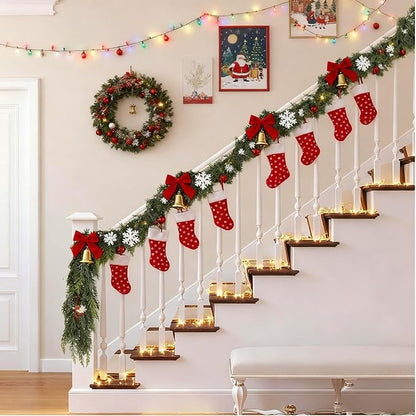 6 FT Christmas Garland,2 PCS Cedar Garland Artificial Realistic,Real Touch Pine Garlands，Christmas Greenery Garlands for Fireplace，Table Mantel Porch Indoor Outdoor Winter Xmas Decoration(2,6FT)