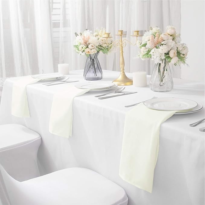 50pcs Polyester Cloth Napkins - 20 x 20 inch Ivory Dinner Washable Napkins with Hemmed Edges for Restaurant/Wedding/Hotel(50,Ivory)