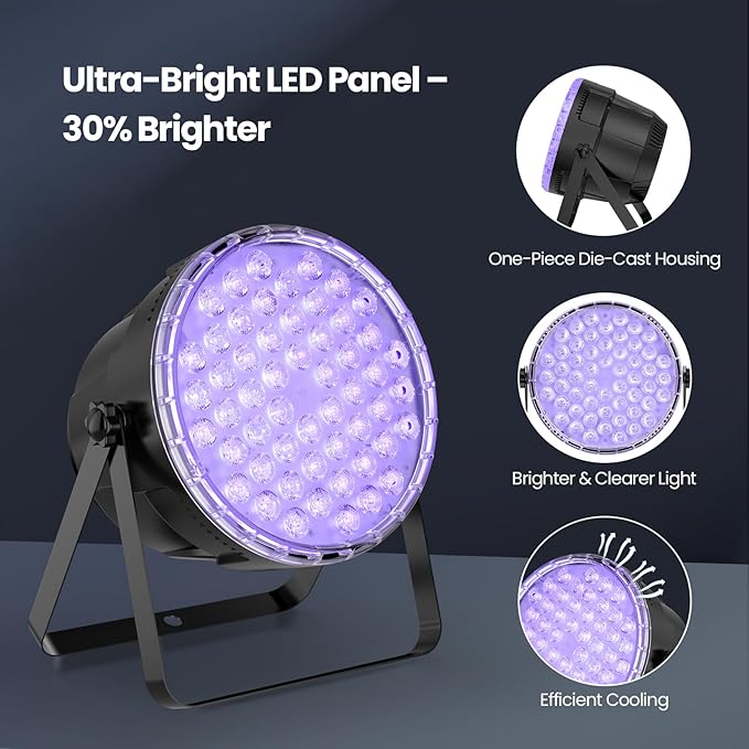 Betopper Stage Lights 54x3W dj Lighting fixtures LED RGB 3-in-1 Superior Brightness Par Can Lights Remote Control, Strobe Light & Wash DMX Light for Party, Concert, Church, Wedding, Bar Events,1 Pack