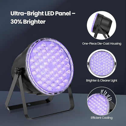 Betopper Stage Lights 54x3W dj Lighting fixtures LED RGB 3-in-1 Superior Brightness Par Can Lights Remote Control, Strobe Light & Wash DMX Light for Party, Concert, Church, Wedding, Bar Events,1 Pack