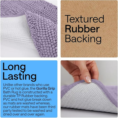 GORILLA GRIP Bathroom Rug Sets, Soft Chenille 2 Piece Area Rugs Set, Toilet Base Mat and 30x20 Carpet, Absorbent Microfiber Washable Mats Dry Quickly, Home Décor and Bath Room Accessories, Lt Purple