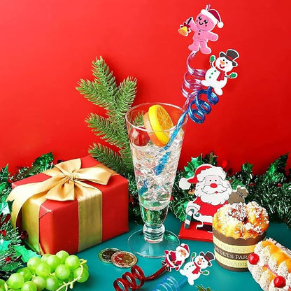 24Pcs Christmas Straws for Birthday Party Favors Supplies Crazy Straws for Xmas Goodie Bag Stuffers Fillers School Classroom Prizes Exchange