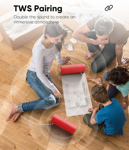 Bluetooth Speaker Gifts for Men: Portable Wireless, IPX5 Waterproof, White Elephant Gifts for Adults, Stocking Stuffers for Teens Boy Girl, Up to 20H Playtime, TWS Pair, for Home/Party/Outdoor (Red)